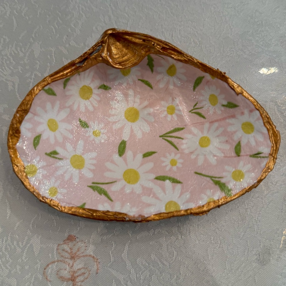 Floral Pink and Gold Decorative Dish